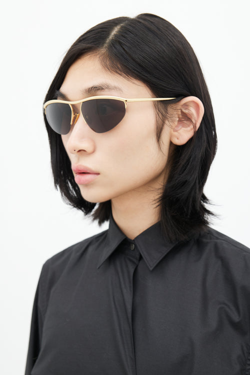 Bottega Veneta Black & Gold BV1091S Tapered Sunglasses
