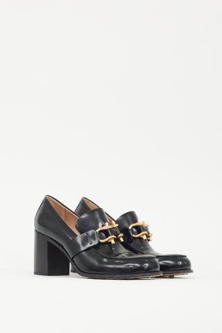 Bottega Veneta Black & Gold Patent Leather Monsieur Loafer