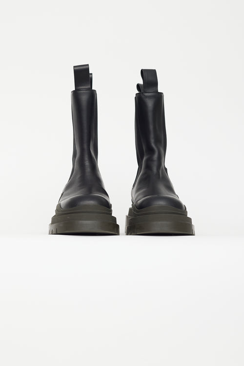 Bottega Veneta Black Leather Chelsea Tire Boot