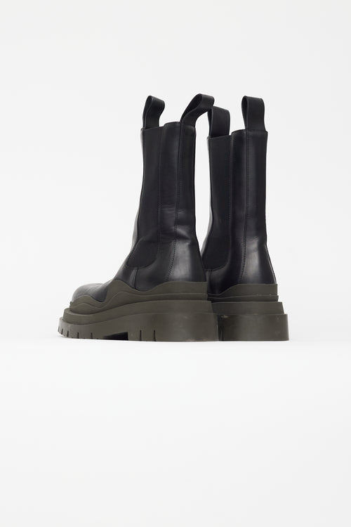 Bottega Veneta Black Leather Chelsea Tire Boot