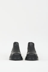 Bottega Veneta Black Leather Tire Ankle Chelsea Boot