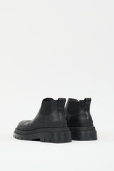 Bottega Veneta Black Leather Tire Ankle Chelsea Boot