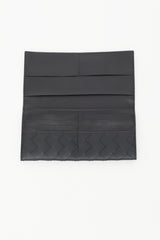Bottega Veneta Black Leather Intrecciato Bifold Wallet