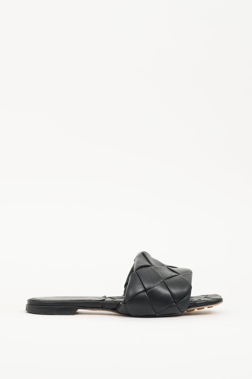 Bottega Veneta Black Leather Lido Slide