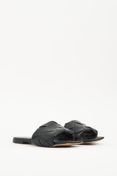 Bottega Veneta Black Leather Lido Slide