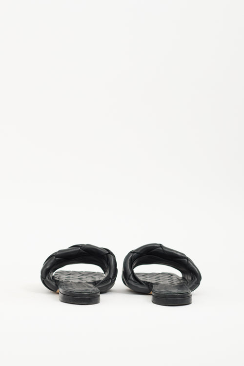 Bottega Veneta Black Leather Lido Slide