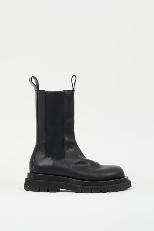 Bottega Veneta Black Leather Lug Chelsea Boot