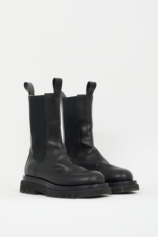 Bottega Veneta Black Leather Lug Chelsea Boot