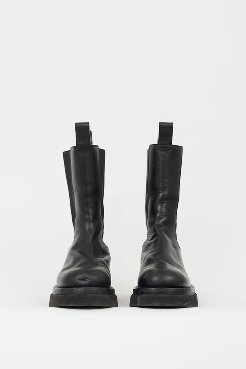 Bottega Veneta Black Leather Lug Chelsea Boot