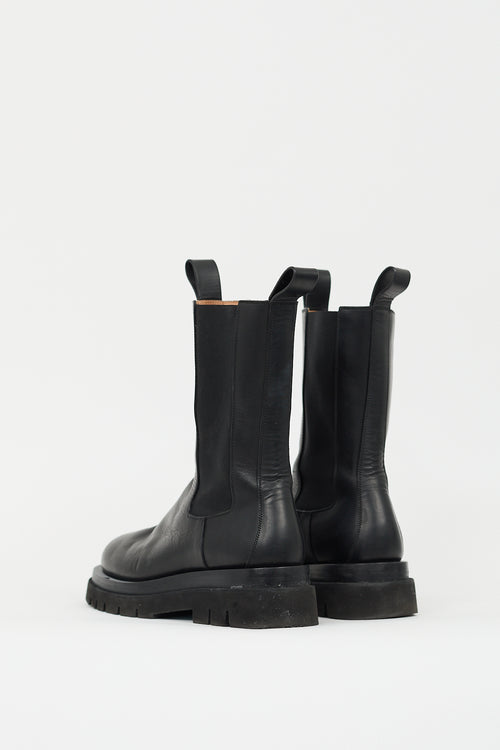 Bottega Veneta Black Leather Lug Chelsea Boot