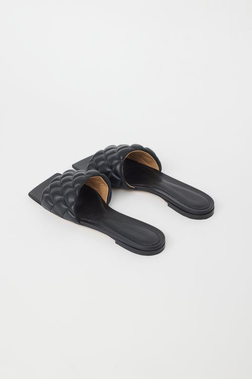 Bottega Veneta Black Leather Padded Flat Sandal