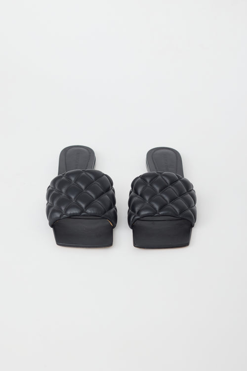 Bottega Veneta Black Leather Padded Flat Sandal