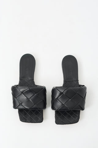 Bottega Veneta Black Leather Lido Slide
