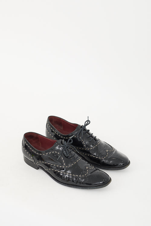 Bottega Veneta Black Patent Contrast Stitch Oxford