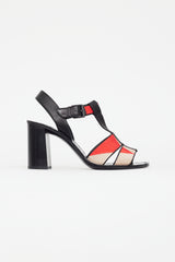 Bottega Veneta Black & Red Woven Block Heel