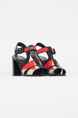 Bottega Veneta Black & Red Woven Block Heel