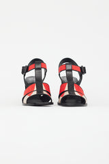 Bottega Veneta Black & Red Woven Block Heel