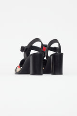 Bottega Veneta Black & Red Woven Block Heel