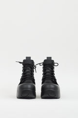 Bottega Veneta Black Rubber Puddle Lace Up Ankle Boot