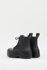Bottega Veneta Black Rubber Puddle Lace Up Ankle Boot