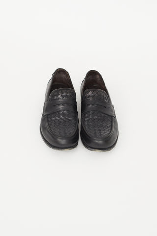 Bottega Veneta Black Intrecciato Leather Loafer