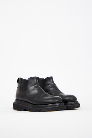Bottega Veneta Black Leather Low Lug Boot