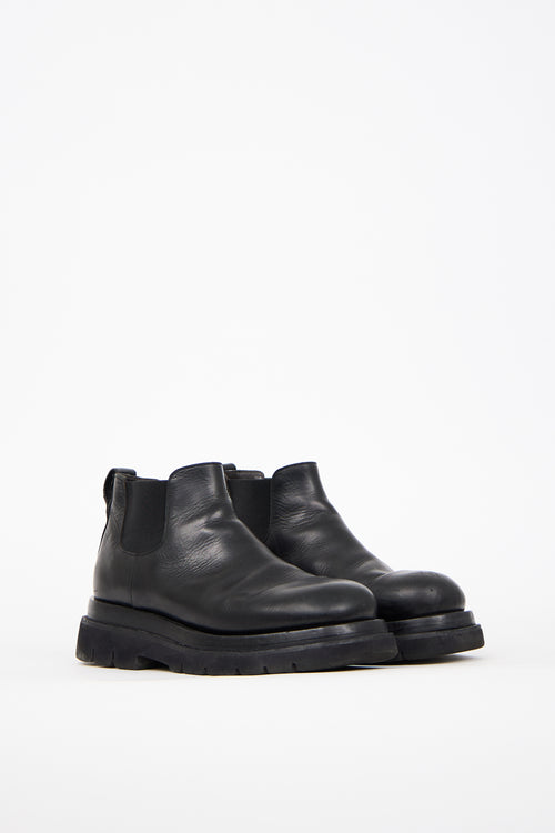 Bottega Veneta Black Leather Low Lug Boot