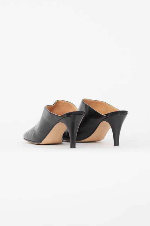 Bottega Veneta Black Leather Square Toe Mule