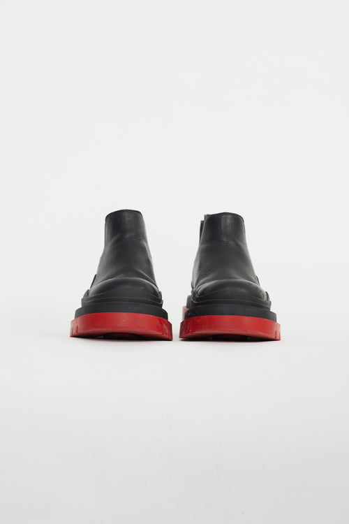 Bottega Veneta Black & Red Leather Platform Chelsea Boot