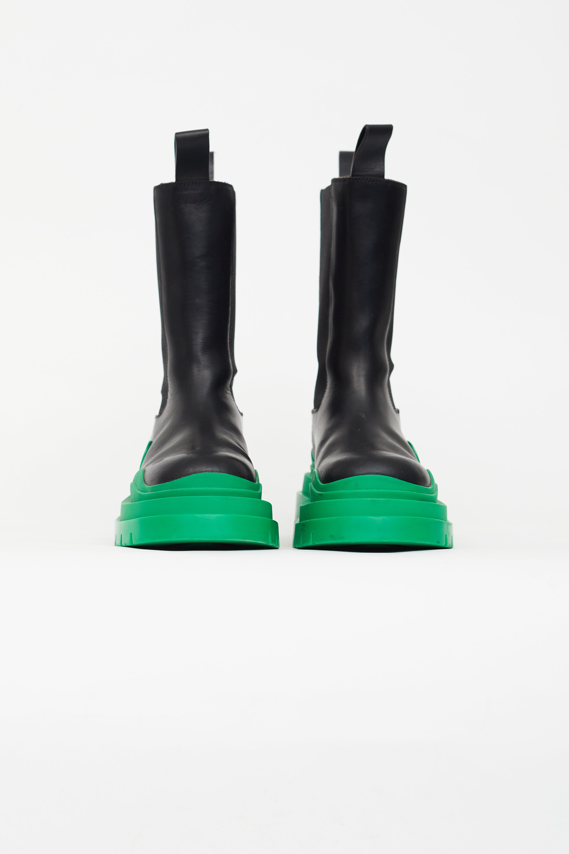 Bottega Veneta Leather Boots 'BV Tire' Green/Black