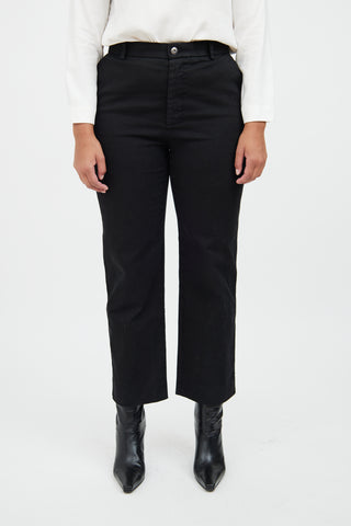 Bottega Veneta Black Cotton Straight Leg Trouser