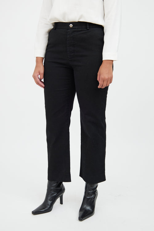 Bottega Veneta Black Cotton Straight Leg Trouser