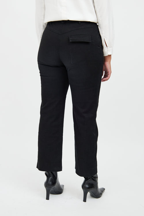 Bottega Veneta Black Cotton Straight Leg Trouser