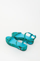 Bottega Veneta Blue & Green Marble Printed Platform Sandal