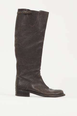 Bottega Veneta Brown Pebbled Leather Boot