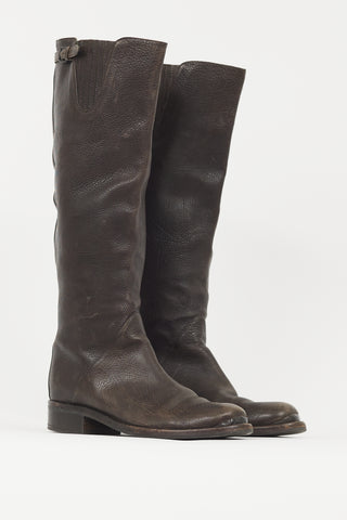 Bottega Veneta Brown Pebbled Leather Boot