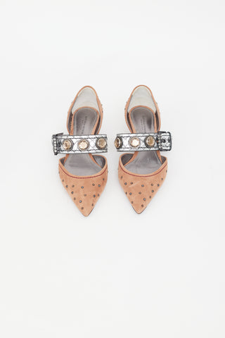 Bottega Veneta Brown Suede & Silver Embellished Mule