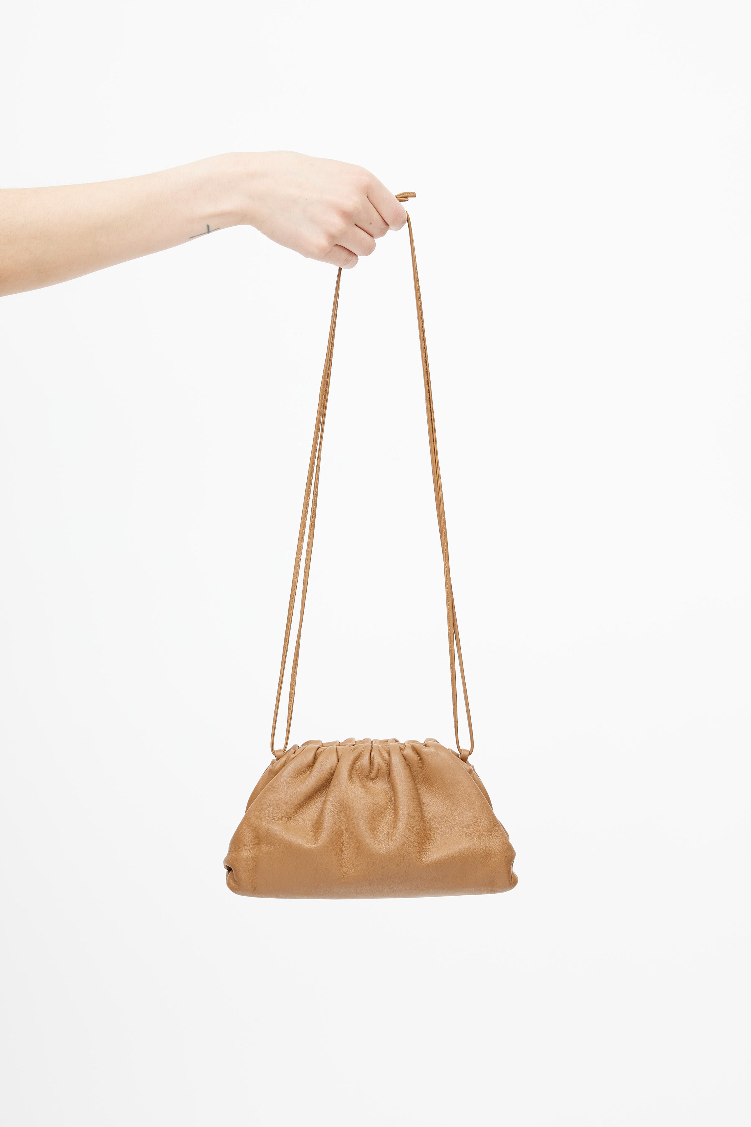 Bottega Veneta // Brown Leather Mini Pouch Crossbody Bag – VSP