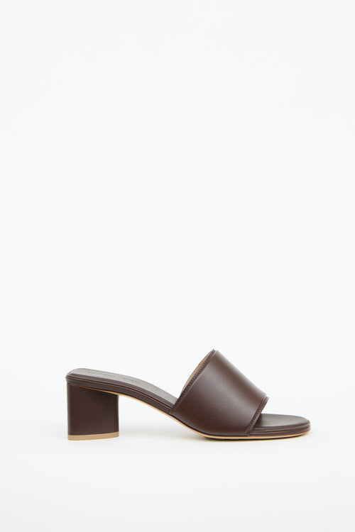 Bottega Veneta Brown Leather Band Slip On Sandal