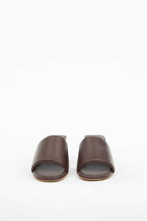 Bottega Veneta Brown Leather Band Slip On Sandal