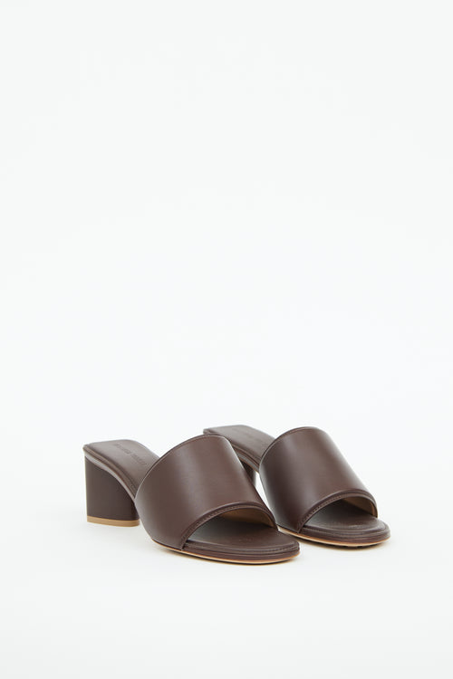 Bottega Veneta Brown Leather Band Slip On Sandal