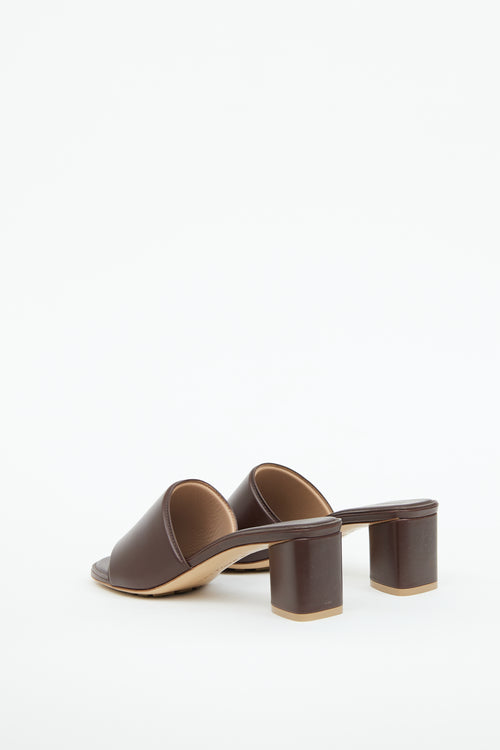 Bottega Veneta Brown Leather Band Slip On Sandal