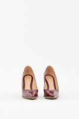 Bottega Veneta Burgundy Embossed Patent Leather Punta Wedge Pump