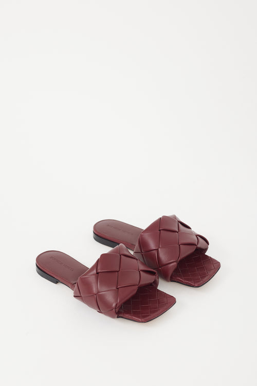 Bottega Veneta Burgundy Leather Lido Slide Sandal