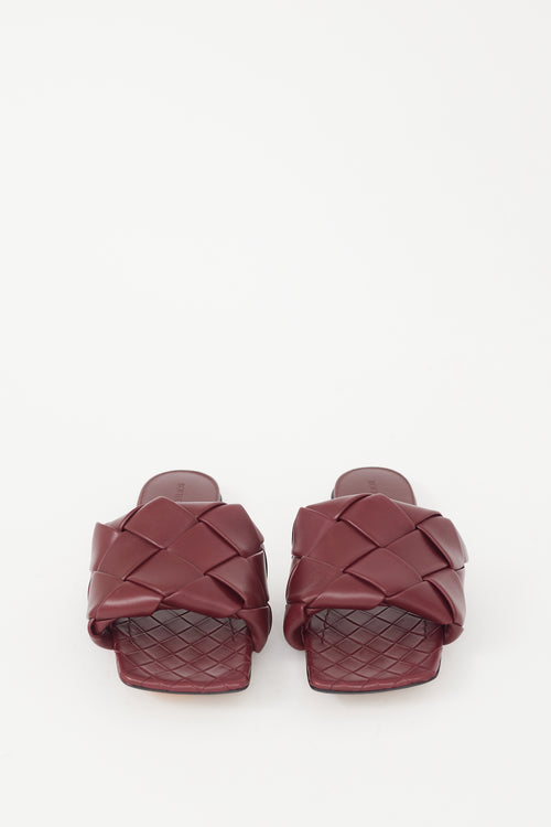 Bottega Veneta Burgundy Leather Lido Slide Sandal
