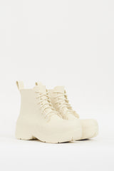 Bottega Veneta Cream Rubber Puddle Lace Up Ankle Boot