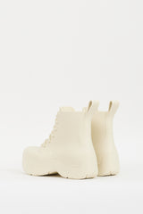 Bottega Veneta Cream Rubber Puddle Lace Up Ankle Boot
