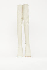 Bottega Veneta Cream Leather The Bold Thigh High Boot