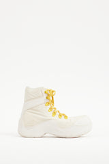 Bottega Veneta Cream & Yellow Puddle Bomber Boot