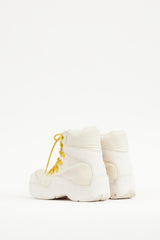 Bottega Veneta Cream & Yellow Puddle Bomber Boot